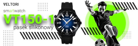 Smartwatch Veltori VT150-1 Czarny Pasek Silikonowy + Czarna Bransoleta VELTORI Smartwatch Veltori VT150-1 Czarny Pasek Silikonowy + Czarna Bransoleta VELTORI