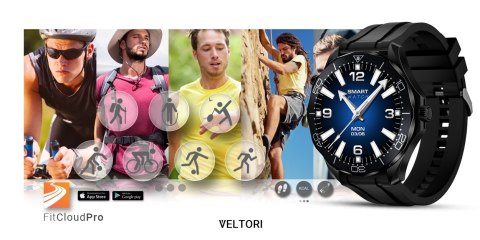 Smartwatch Veltori VT150-1 Czarny Pasek Silikonowy + Czarna Bransoleta VELTORI Smartwatch Veltori VT150-1 Czarny Pasek Silikonowy + Czarna Bransoleta VELTORI