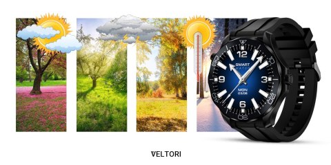Smartwatch Veltori VT150-1 Czarny Pasek Silikonowy + Czarna Bransoleta VELTORI Smartwatch Veltori VT150-1 Czarny Pasek Silikonowy + Czarna Bransoleta VELTORI