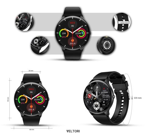 Smartwatch Veltori VT160-1 Czarny Pasek Silikonowy VELTORI Smartwatch Veltori VT160-1 Czarny Pasek Silikonowy VELTORI