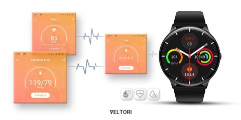 Smartwatch Veltori VT160-1 Czarny Pasek Silikonowy VELTORI Smartwatch Veltori VT160-1 Czarny Pasek Silikonowy VELTORI