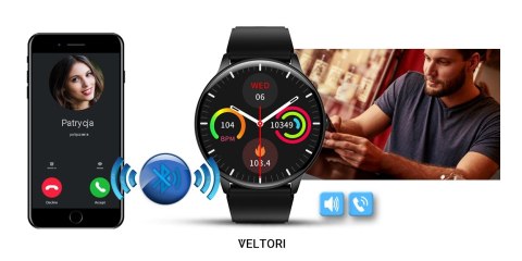 Smartwatch Veltori VT160-1 Czarny Pasek Silikonowy VELTORI Smartwatch Veltori VT160-1 Czarny Pasek Silikonowy VELTORI
