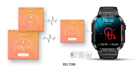 Smartwatch Veltori VT200-1 Czarny Pasek Silikonowy VELTORI Smartwatch Veltori VT200-1 Czarny Pasek Silikonowy VELTORI