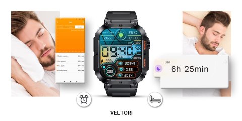 Smartwatch Veltori VT200-1 Czarny Pasek Silikonowy VELTORI Smartwatch Veltori VT200-1 Czarny Pasek Silikonowy VELTORI