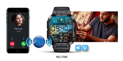 Smartwatch Veltori VT200-1 Czarny Pasek Silikonowy VELTORI Smartwatch Veltori VT200-1 Czarny Pasek Silikonowy VELTORI